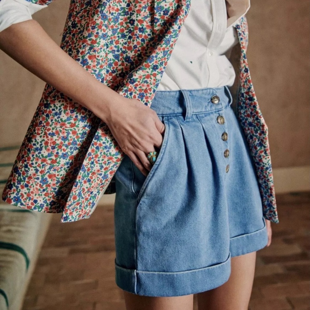Sezane Wallace Denim Shorts Size US 8 (FR Size 40)